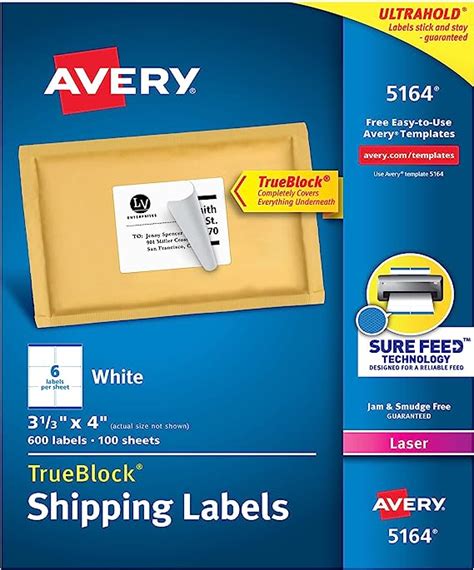 Avery Tiquettes D Exp Dition Pour Imprimantes Laser Avec Trueblock