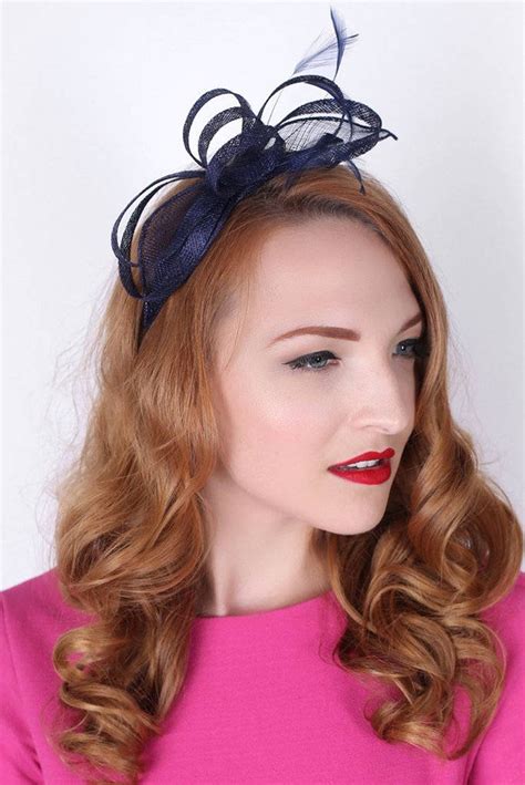 Mini Navy Blue Fascinator Flitter By Mesh Navy Blue Fascinator Headband Etsy