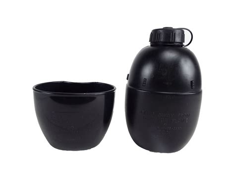 British Army Black Water Bottle Canteen With Mug Grade 1 Forces