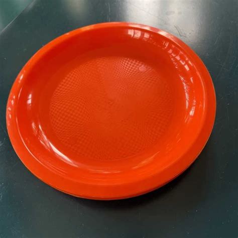 10 Assiettes plates rondes plastique réutilisable orange 22 cm