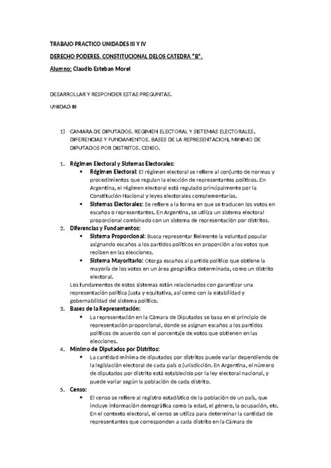 Trabajo Practico Unidades III Y IV Derecho TRABAJO PRACTICO UNIDADES