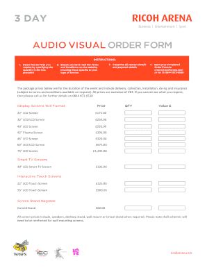 Fillable Online AUDIO VISUAL ORDER FORM Bricoharenabbcomb Fax Email