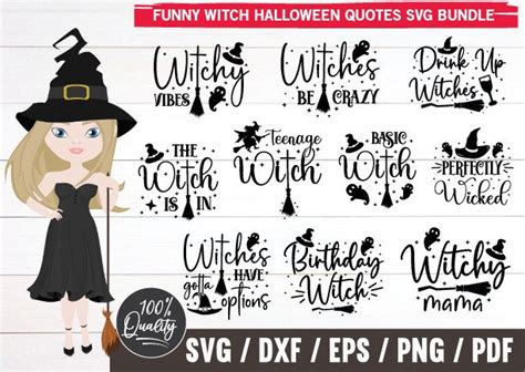 Funny Witch Halloween Quotes Svg Bundle Graphic by funnySVG · Creative Fabrica