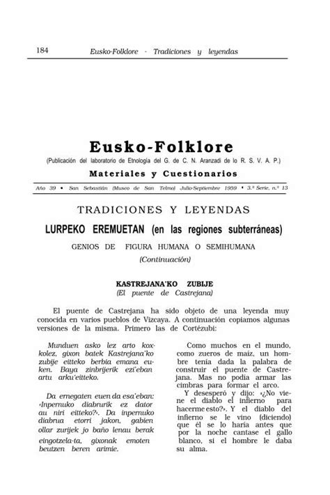 Pdf Eusko Folklore Materiales Y Cuestionarios Trejana Versi N Que