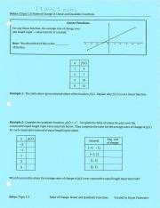 Understanding Average Rates Of Change In Linear And Quadratic Course Hero