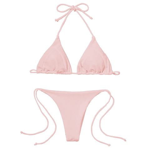 Sexy Ribbed Halter String Bikini Set Summer Beach Women Wire Free