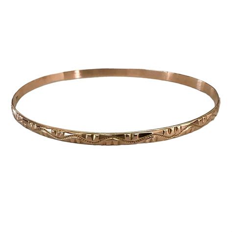 Sold Vintage 9ct Solid Rose Gold Bangle Stacking Bracelet 67cm