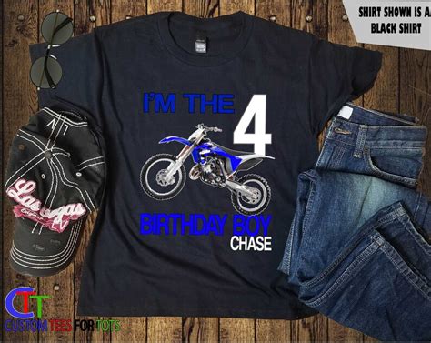 Blue Dirt Bike Birthday Shirt Dirtbike Personalized Birthday Etsy