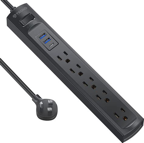 TROND Surge Protector Power Strip With USB C 6ft Long Extension Cord