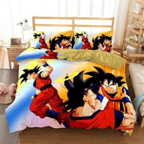 Dbz Son Goku With Halo Carrying Son Goten Bedding Set