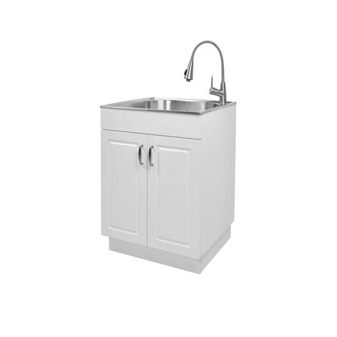 Glacier Bay 24 In W X 21 In D X 34 In L Stainless Steel Laundryutility Sink With Faucet And