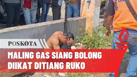 Apes Banget Maling Gas Siang Bolong Di Tambun Bekasi Diikat Ditiang