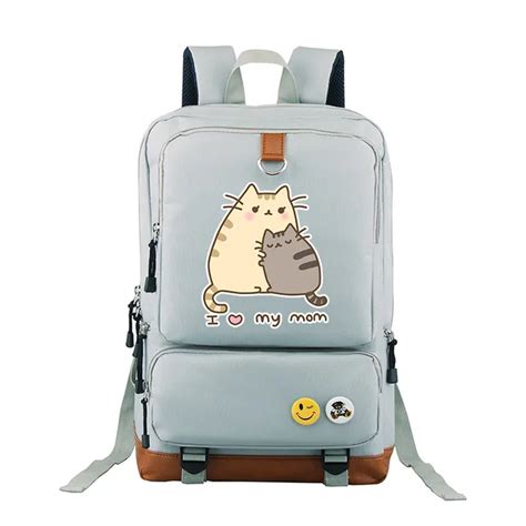 New Arrival Pusheen Cat Printing Backpack Kawaii Women Backpack Canvas