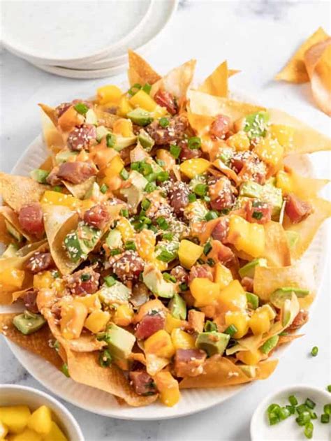 Ahi Tuna Poke Nachos - Joyful Healthy Eats