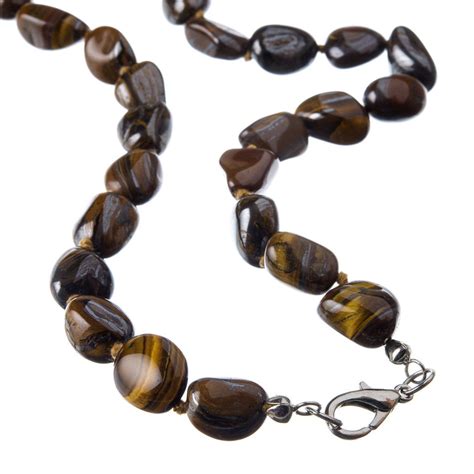 Collana Occhio Di Tigre E Argento 925 Collane Burattate Lunghe