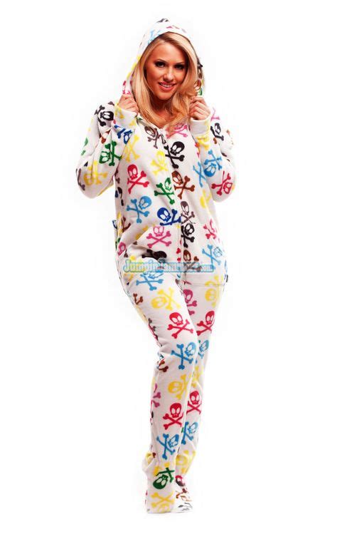 Silly Skulls Footed Pajamas Features Thumb Holes Front Pockets Left Shoulder Pocket Perfect