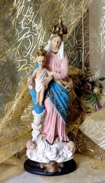 GRANDE STATUE NOTRE Dame Des Victoires Vierge Marie Platre Antique Lady