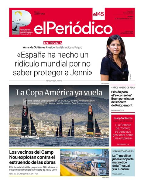 La Portada De El PeriÓdico Del 15 De Septiembre De 2023