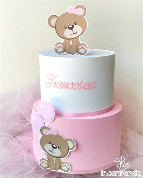 Torta Scenografica In Cartoncino Tema Orsetto Per Battesimo Teddy