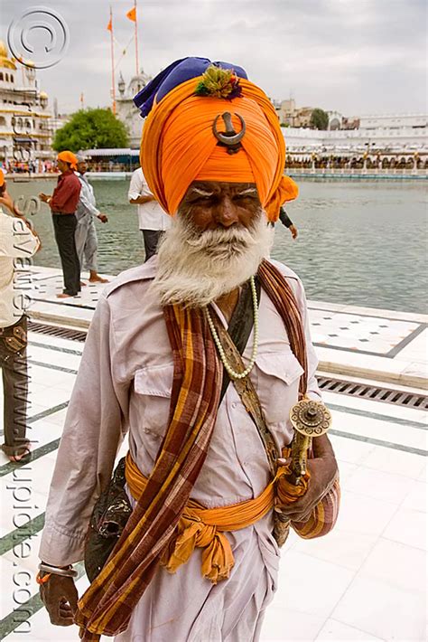 Sikh Warrior Nihang Singh At The Golden Temple Amritsar India