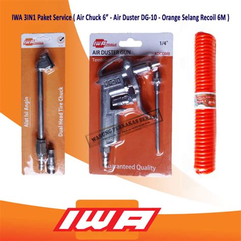 Iwa Tools Paket Alat Service In Orange Selang Angin Kompresor Recoil