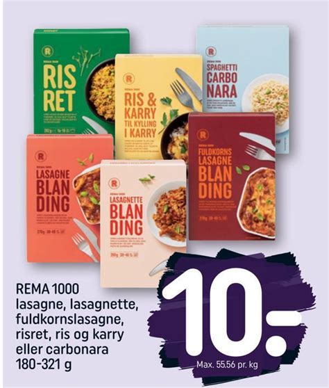 Rema 1000 Lasagne Lasagnette Fuldkornslasagne Risret Ris Og Karry