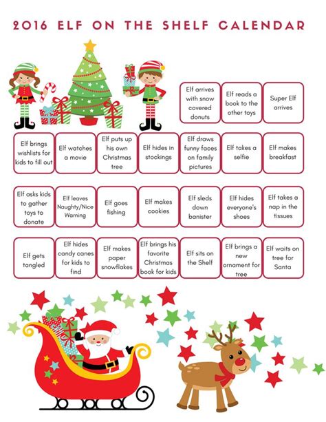 2016 Elf On The Shelf Calendar Awesome Elf On The Shelf Ideas Elf