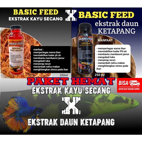 Jual Ekstrak Daun Ketapang Kayu Secang Basic Feed Untuk Ikan Hias Dan