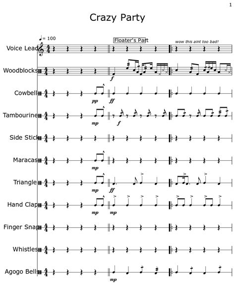 Crazy Party Sheet Music For Voice Lead Woodblocks Cowbell