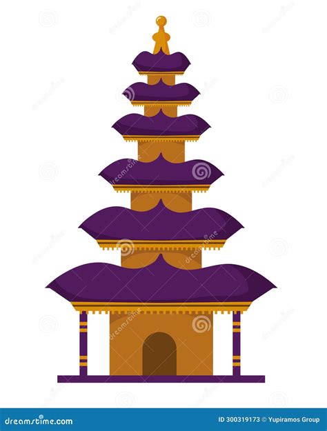 Pura Bratan Indonesia Temple Cartoon Vector Cartoondealer