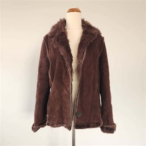 Faux Fur Brown Jacket Size 12 L S