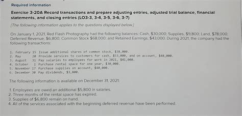 Solved Required Information Exercise A Record Chegg