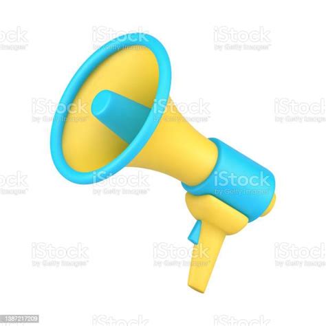 Bright Yellow Blue Megaphone Loudspeaker Icon 3d Isometric Vector