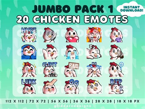 Chicken Twitch Emote Jumbo Pack Chicken Emotes Twitch Etsy In