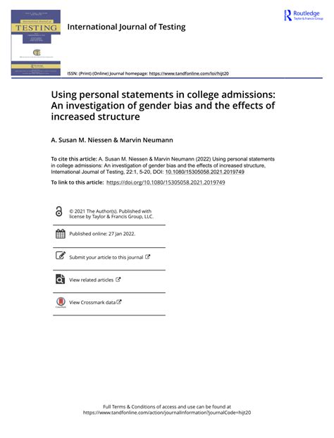 Pdf Using Personal Statements In College Admissions An Investigation Of Gender Bias And The