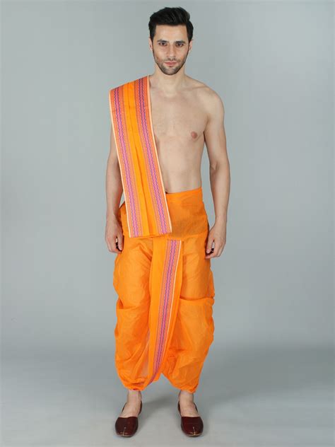 Pure Cotton Dhoti And Veshti Ready To Wear Set With Woven Border