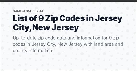 Jersey City Zip Codes List Of 9 Zip Codes In Jersey City New Jersey