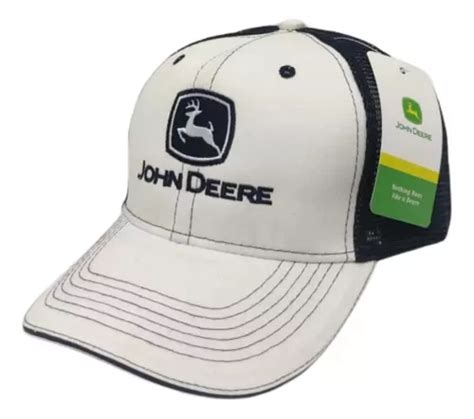 Gorra John Deere Color Blanco Malla Negra Original Trucker Meses Sin