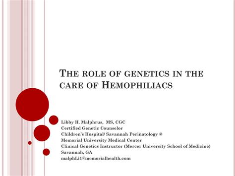 Ppt The Role Of Genetics In The Care Of Hemophiliacs Powerpoint