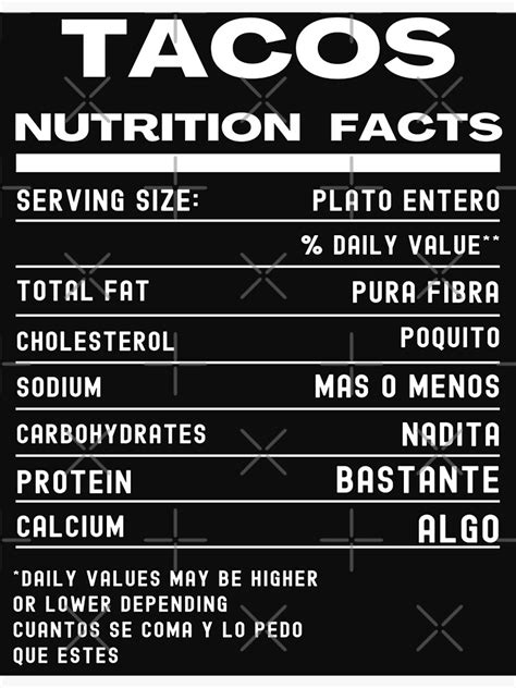 Tacos Nutrition Factscomida Mexicana Poster For Sale By Erozzz