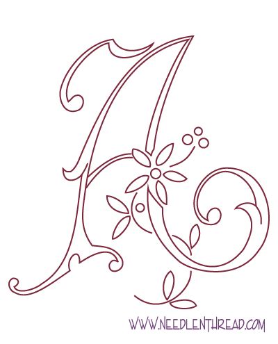 Letter G Goldwork Hand Embroidery Pattern Floral Monogram PDF ...