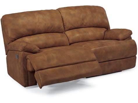 Flexsteel Dylan Leather Two Cushion Power Reclining Sofa With Chaise