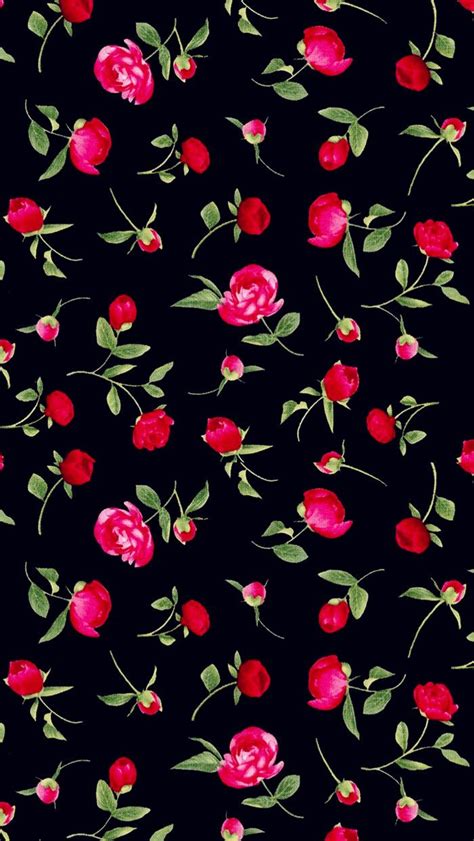 Black And Red Floral Wallpaper - Mural Wall