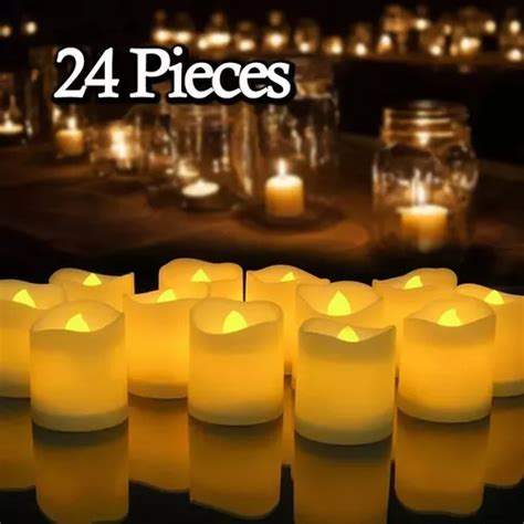 24 Velas Led Ambar Parpadeantes Para Decorar Fiestas Boda Xv Meses