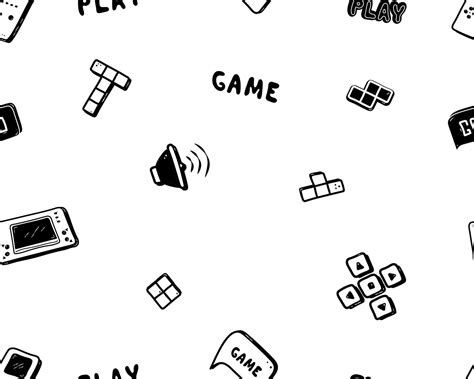 Retro Vibe Doodle Seamless Pattern Video Game Hand Drawn Console