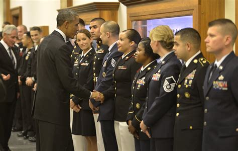 President Barack Obama Greets Troops And Thanks Them For Their Service