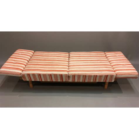 Knoll Stella Daybed In Oak And Orange And White Fabric Wilhelm Knoll