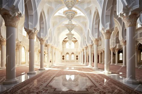 Premium AI Image | beautiful interior of a white empty masjid