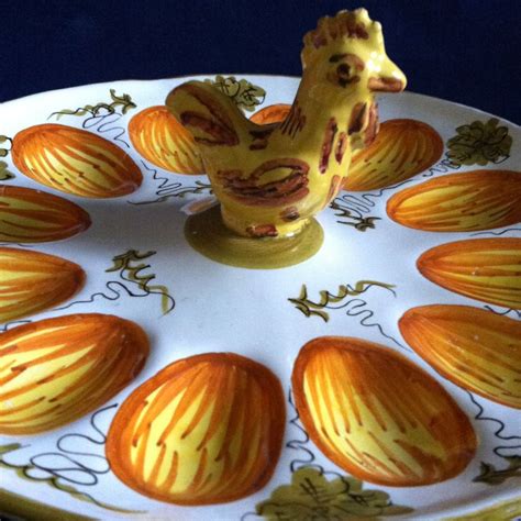 Vintage Deviled Egg Platter With Chickenhand Painted Deviled Etsy