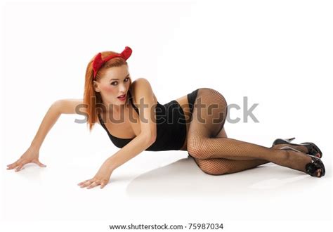 Sexy Devil Black Lingerie Stockings Red Stock Photo 75987034 Shutterstock